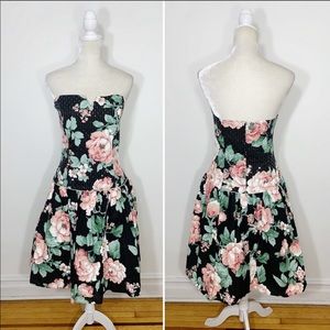 VINTAGE Scott McClintock floral strapless dress